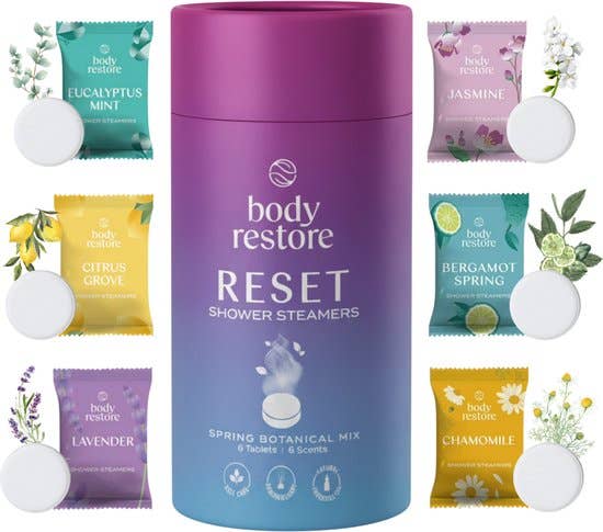 body restore⎜steam eye masks, shower steamers, tallow - Reset Variety Shower Steamers 6pk Aromatherapy Botanical Set
