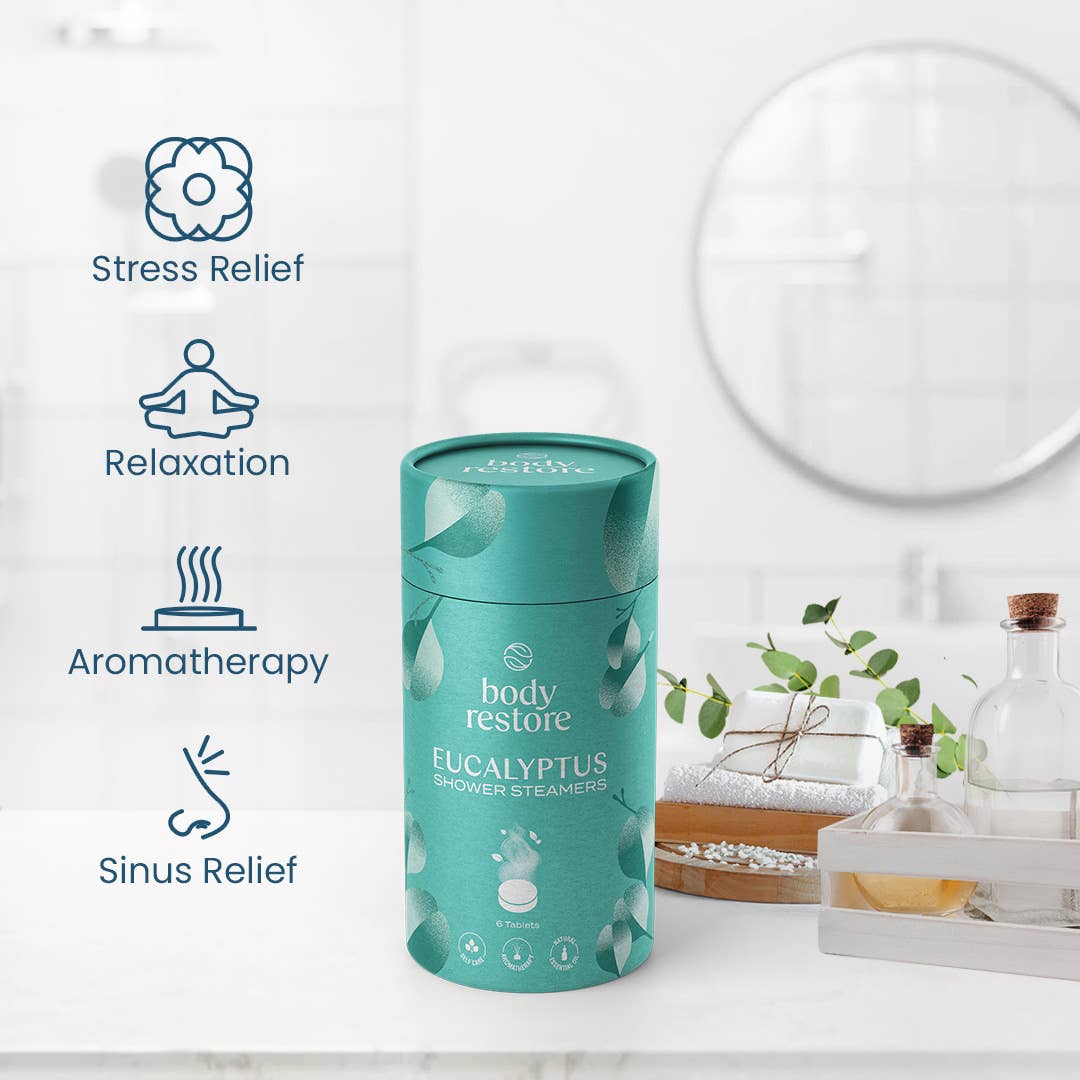 body restore⎜steam eye masks, shower steamers, tallow - Cooling Eucalyptus &amp; Mint Shower Steamers - 6pk Relaxing Spa