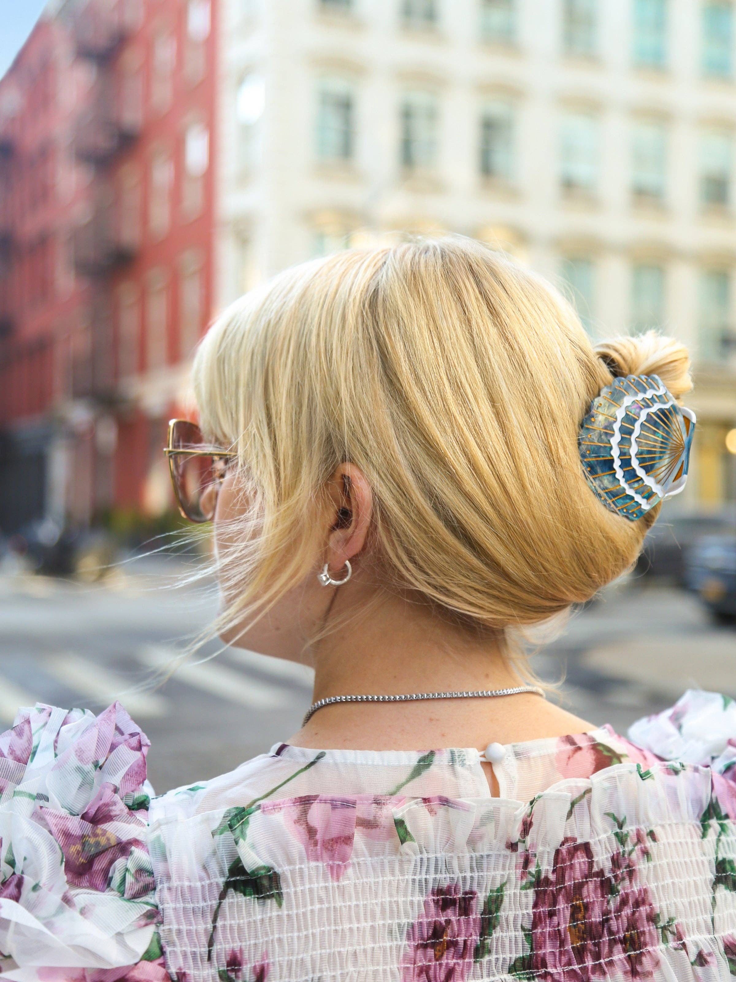 Solar Eclipse - Hand-painted Seashell Claw Hair Clip | Eco-Friendly