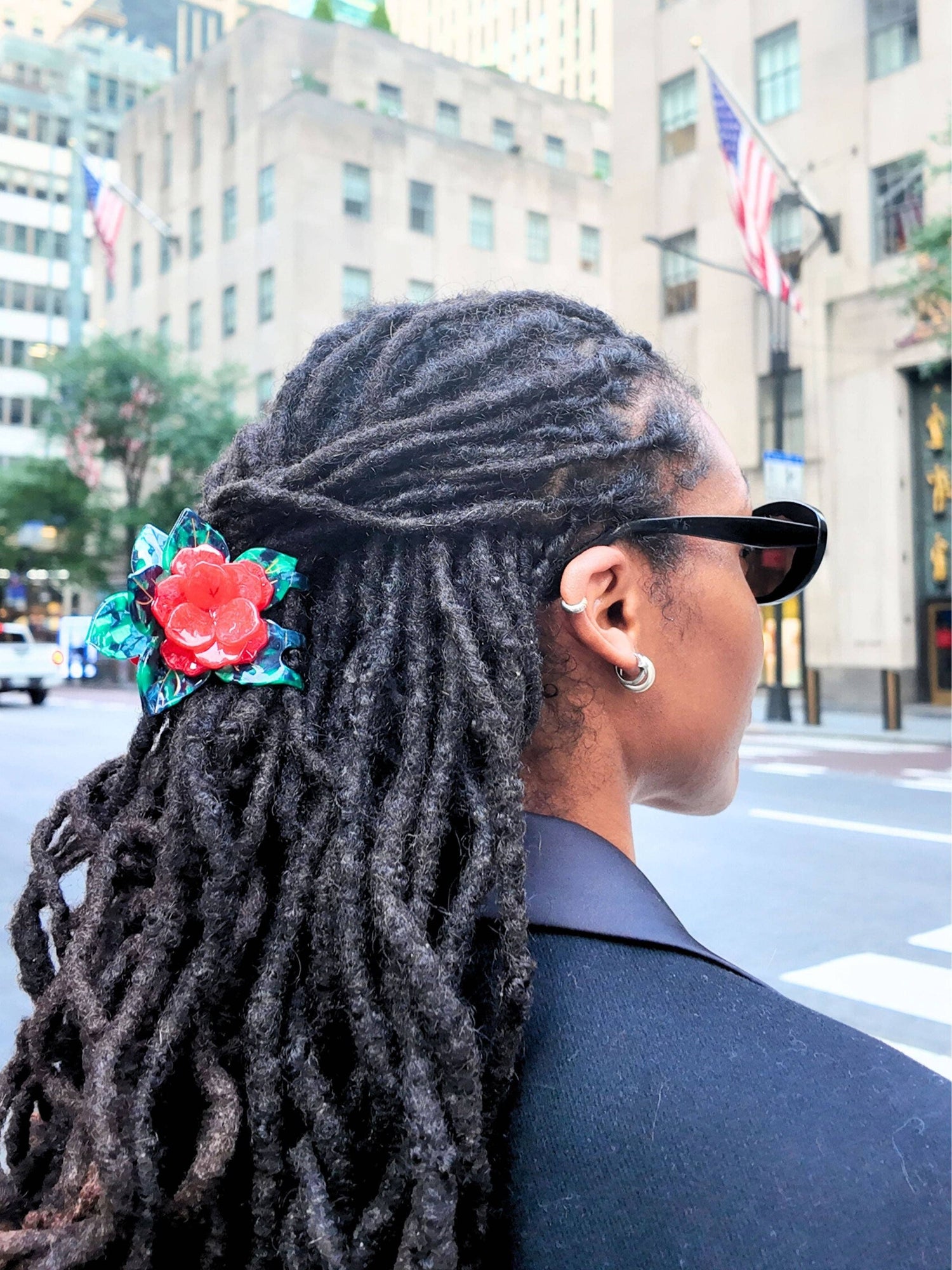 Solar Eclipse - Hand-painted Poinsettia Claw Hair Clip | Eco-Friendly