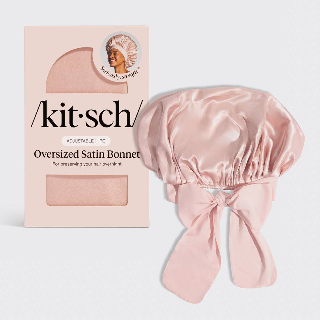KITSCH - Adjustable Oversized Satin Bonnet- Blush