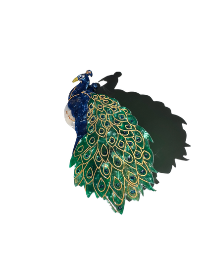 Solar Eclipse - Hand-painted Peacock Claw Hair Clip | Eco-Friendly