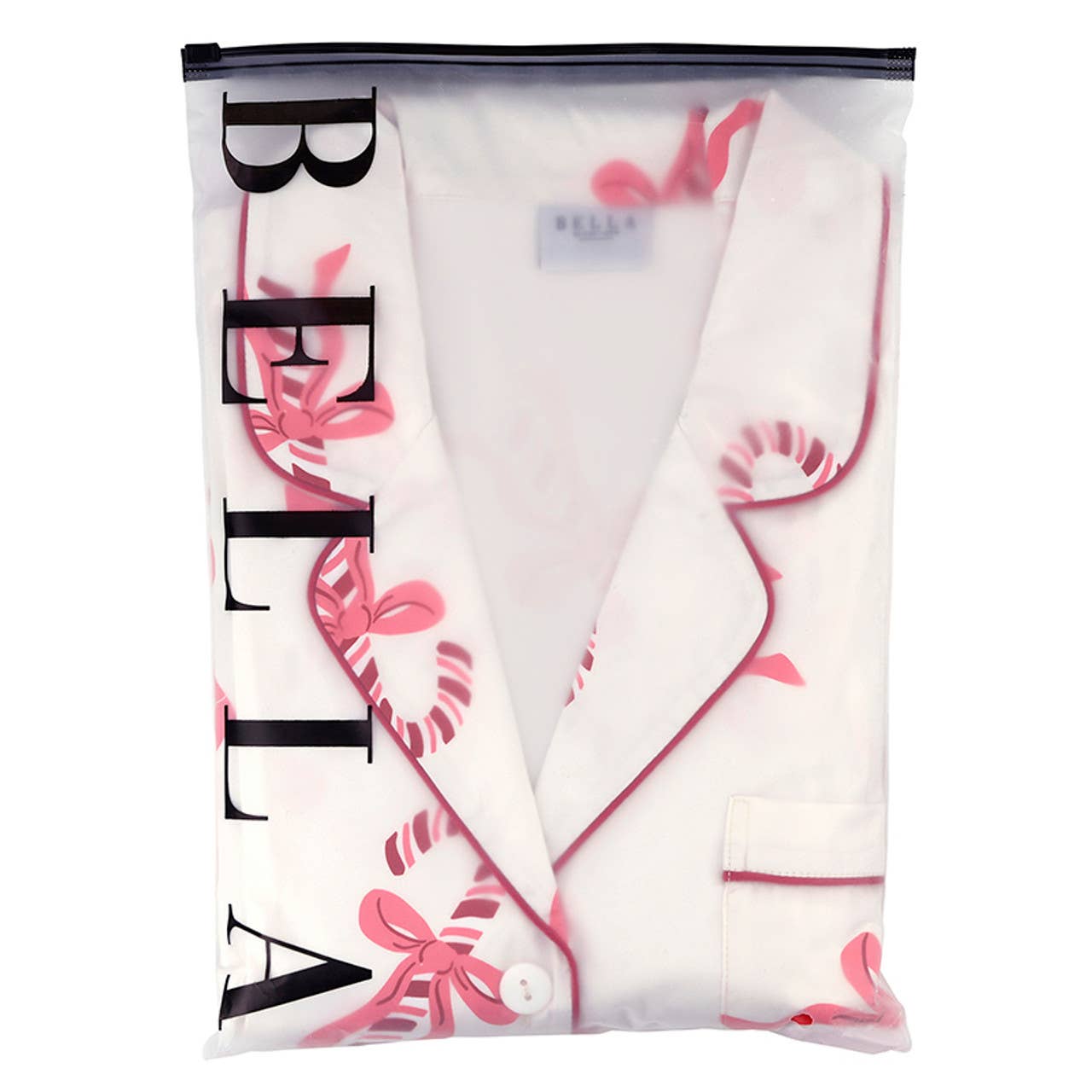 Bella Sleep + Spa - Cropped Ruffled PJ Short Set With Velvet Ties - Candy Canes