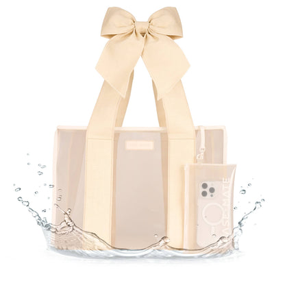 Case-Mate - Case-Mate Ecru Raffia Bow Jelly Tote Bag