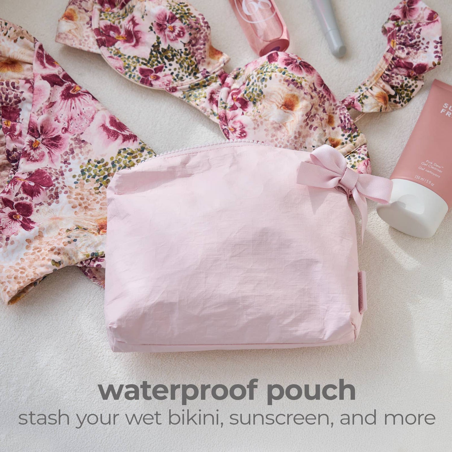 Case-Mate - Case-Mate Ballet Pink Bow Crinkle Makeup Bag