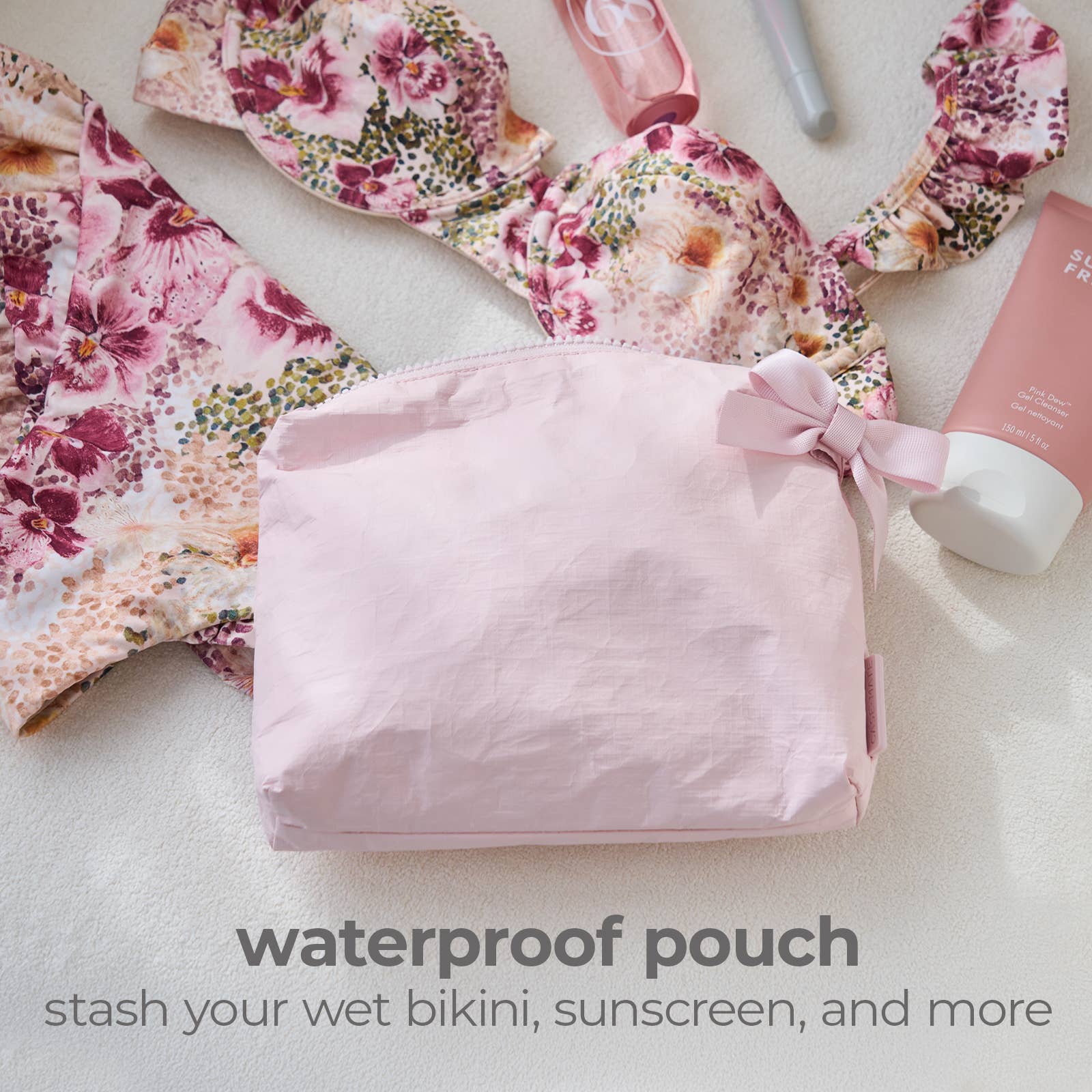 Case-Mate - Case-Mate Ballet Pink Bow Crinkle Makeup Bag