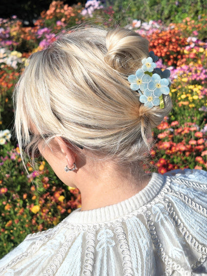 Solar Eclipse - Hand-painted Forget-Me-Not Claw Hair Clip | Eco-Friendly