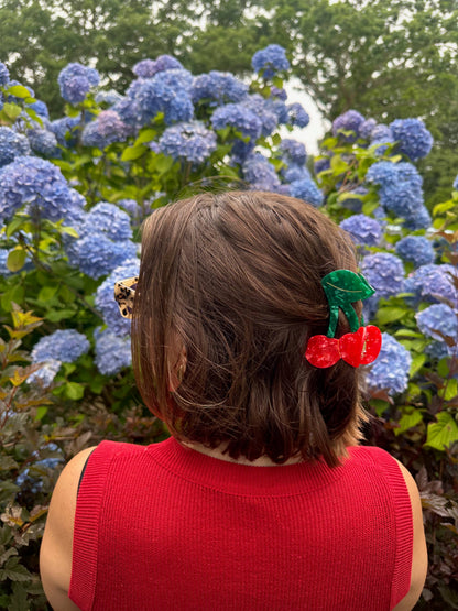 Solar Eclipse - Hand-painted Cherry Fruit Claw Hair Clip | Eco-Friendly