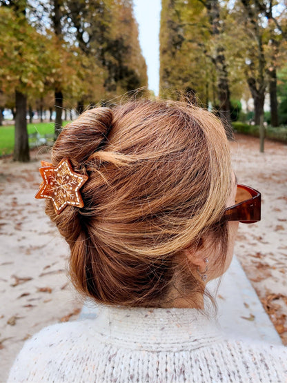 Solar Eclipse - Hand-painted Gingerbread Claw Hair Clip | Eco-Friendly