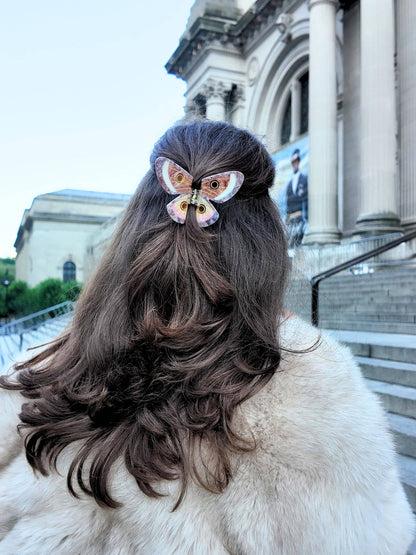 Solar Eclipse - Hand-painted Emperor Silk Moth Claw Hair Clip | Eco-Friendly