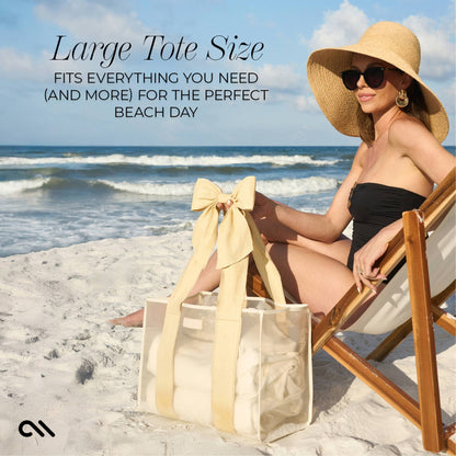Case-Mate - Case-Mate Ecru Raffia Bow Jelly Tote Bag