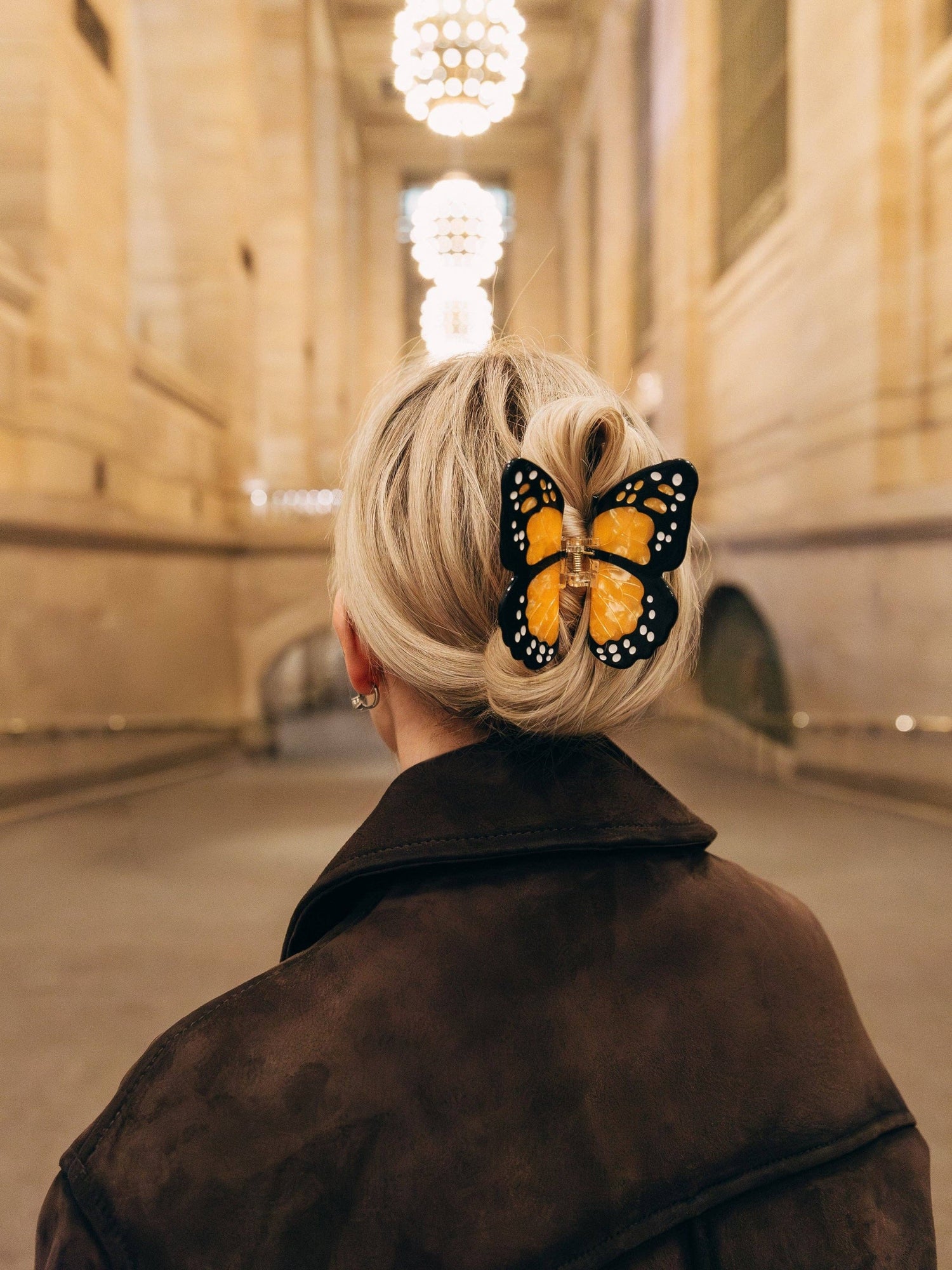 Solar Eclipse - Hand-painted Monarch Butterfly Claw Hair Clip | Eco-Friendly