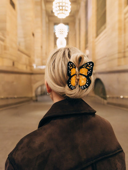 Solar Eclipse - Hand-painted Monarch Butterfly Claw Hair Clip | Eco-Friendly