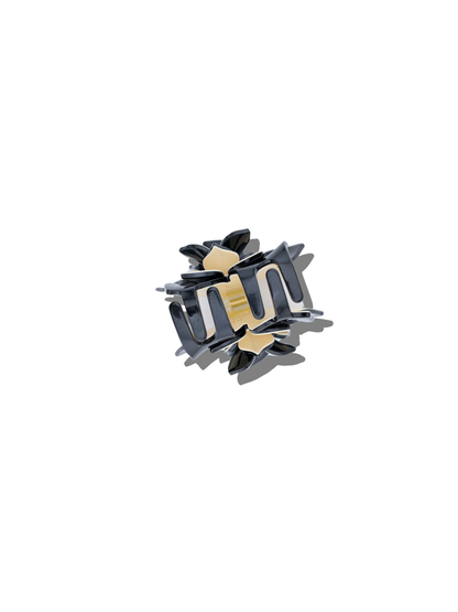 Solar Eclipse - Hand-painted Origami Magnolia Flower Hair Clip