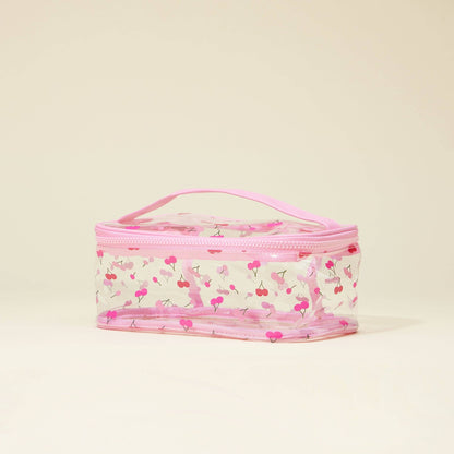 Frem - Fruit-Print Clear Makeup Bag with Handle Travel Organizer