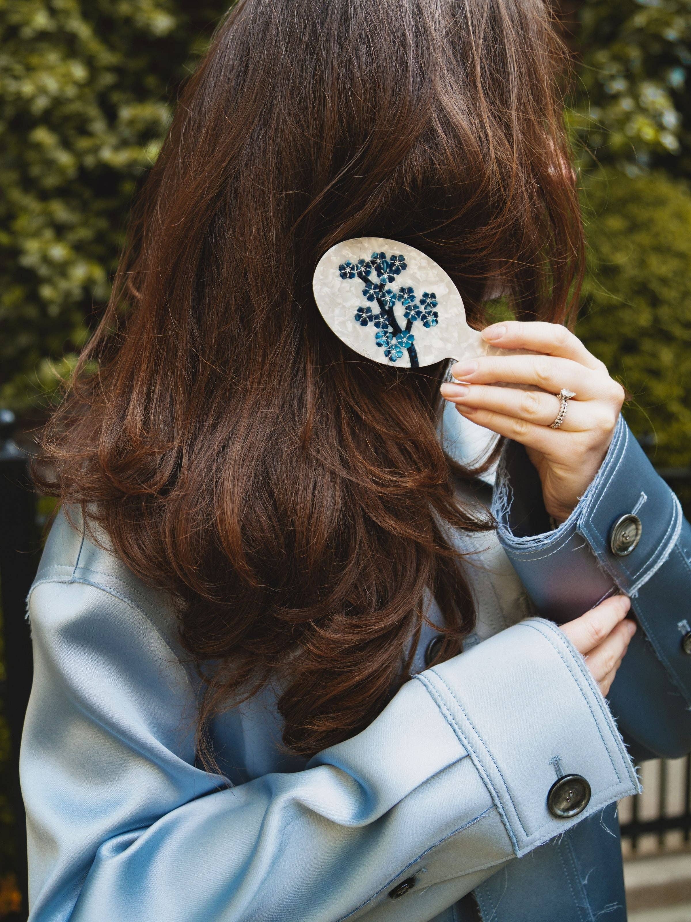 Solar Eclipse - Hand-painted White Sakura Blossom Brush | Eco-Friendly