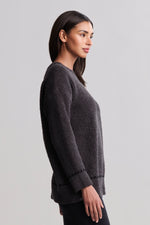 CozyChic Ribbed Sweater with Blanket Stitch