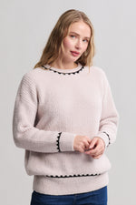CozyChic Ribbed Sweater with Blanket Stitch