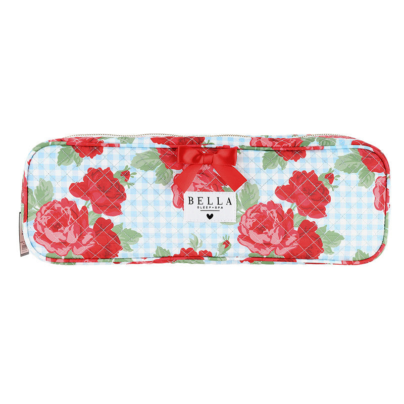 Blue Gingham + Red Roses Quilted Hair Tool Bag