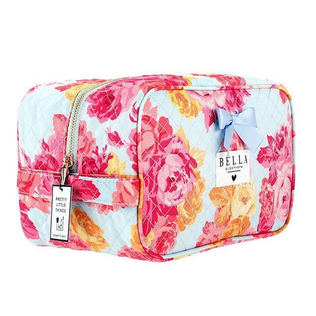 Rose Floral Quilted Cosmetic Bag