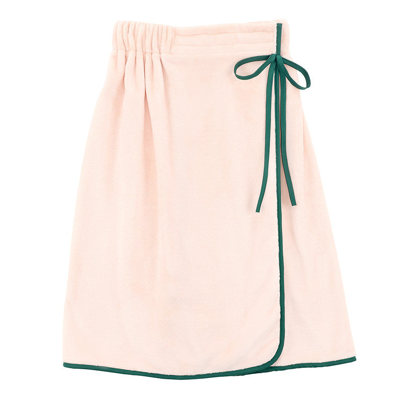 Light Pink + Droopy Green Bow Plush Spa Wrap