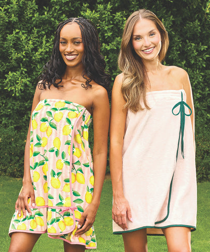 Pink Stripes + Lemon Plush Spa Wrap