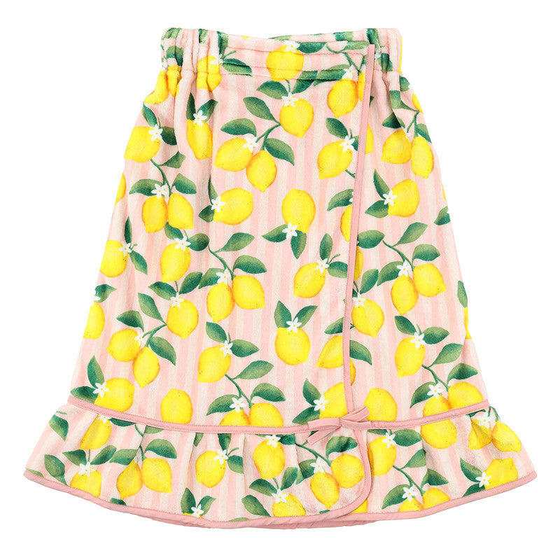 Pink Stripes + Lemon Plush Spa Wrap