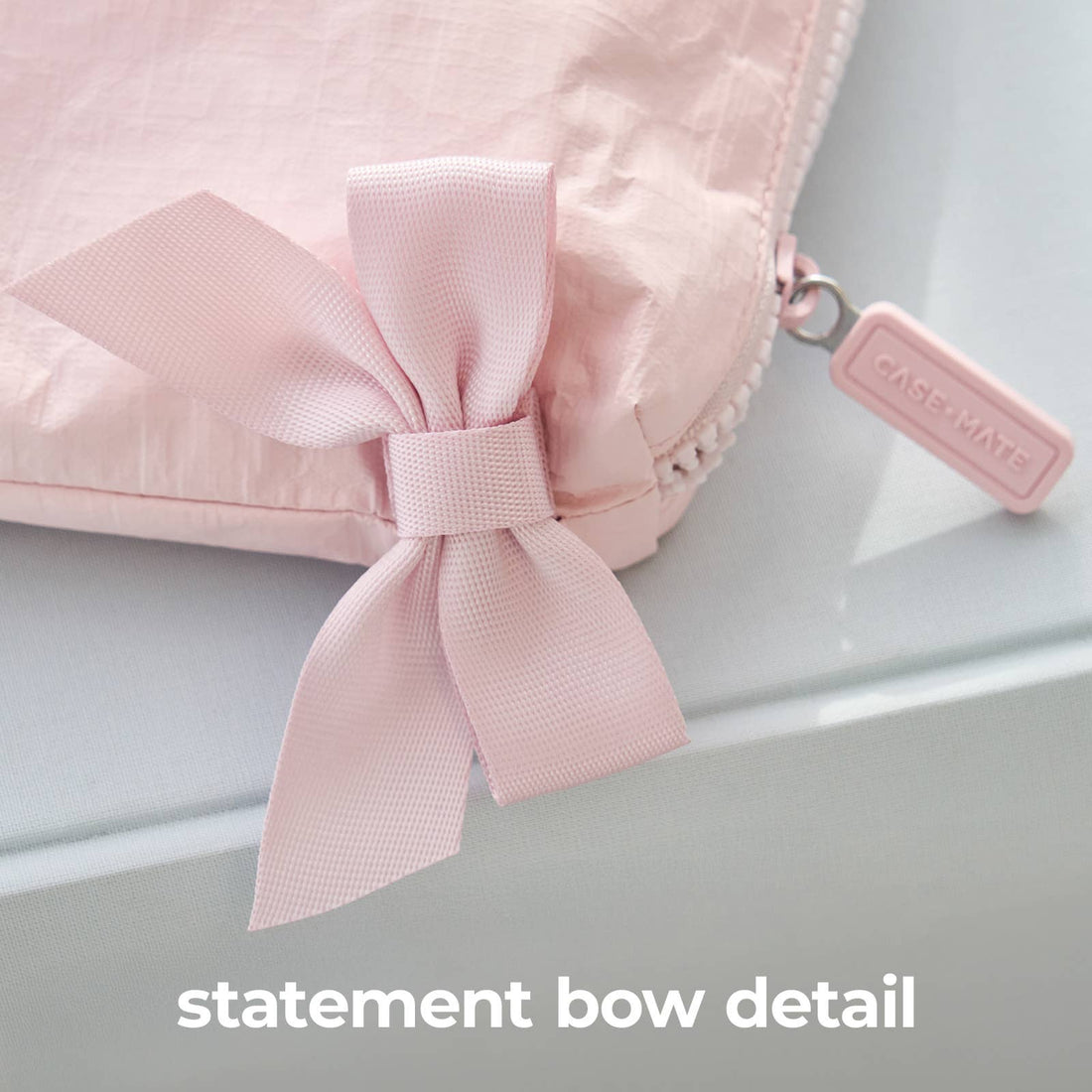 Case-Mate - Case-Mate Ballet Pink Bow Crinkle Makeup Bag