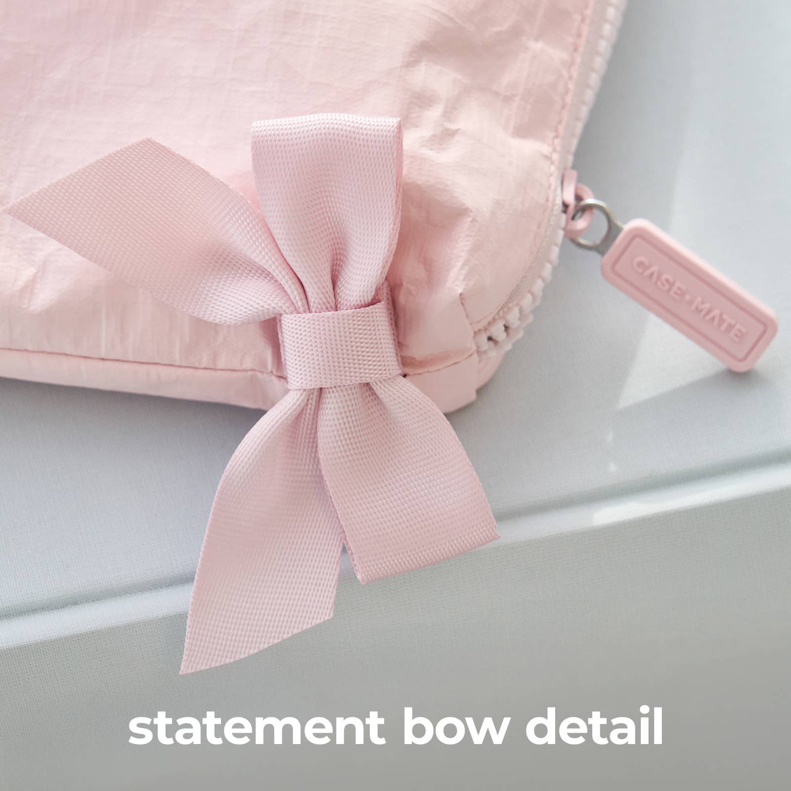 Case-Mate - Case-Mate Ballet Pink Bow Crinkle Makeup Bag