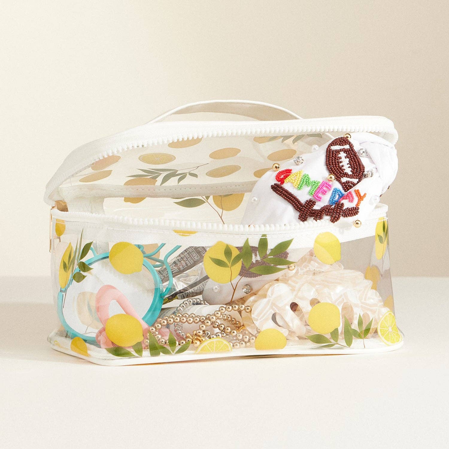 Frem - Fruit-Print Clear Makeup Bag with Handle Travel Organizer