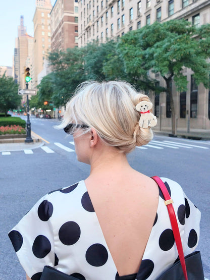 Solar Eclipse - Hand-painted Doodle Puppy Claw Hair Clip | Eco-Friendly