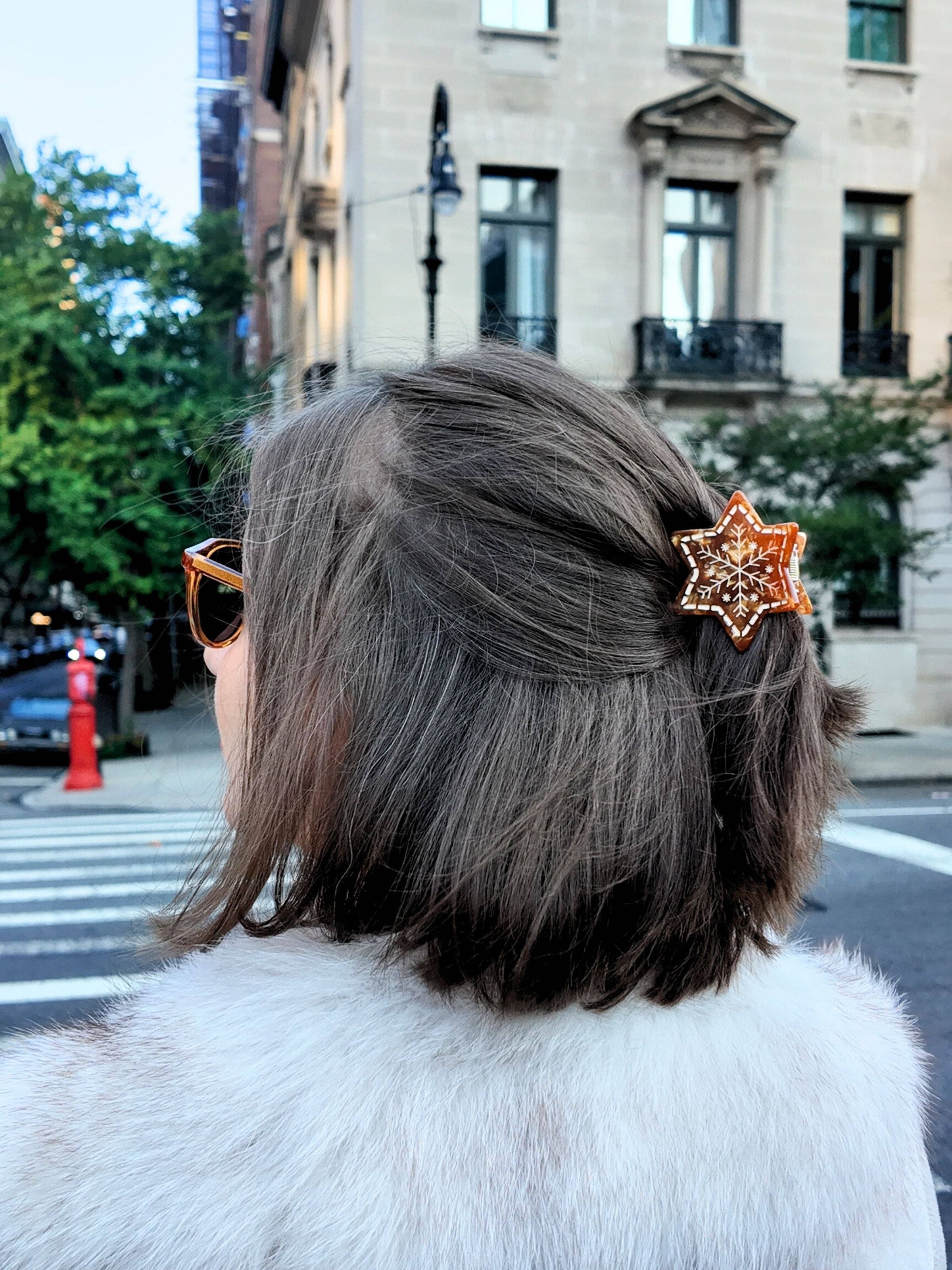 Solar Eclipse - Hand-painted Gingerbread Claw Hair Clip | Eco-Friendly