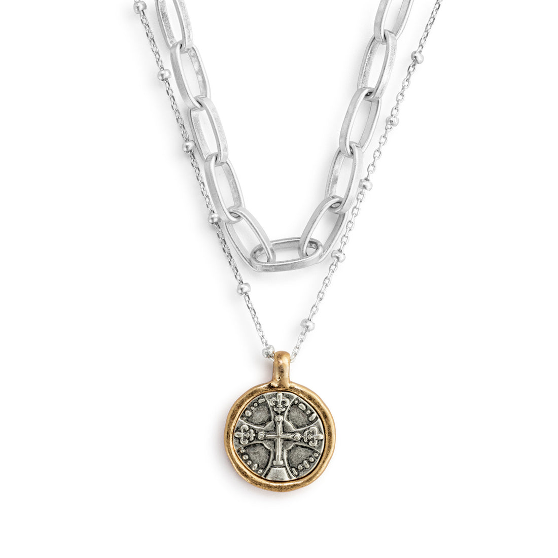 Wrapped In Prayer Layer Necklace - Silver