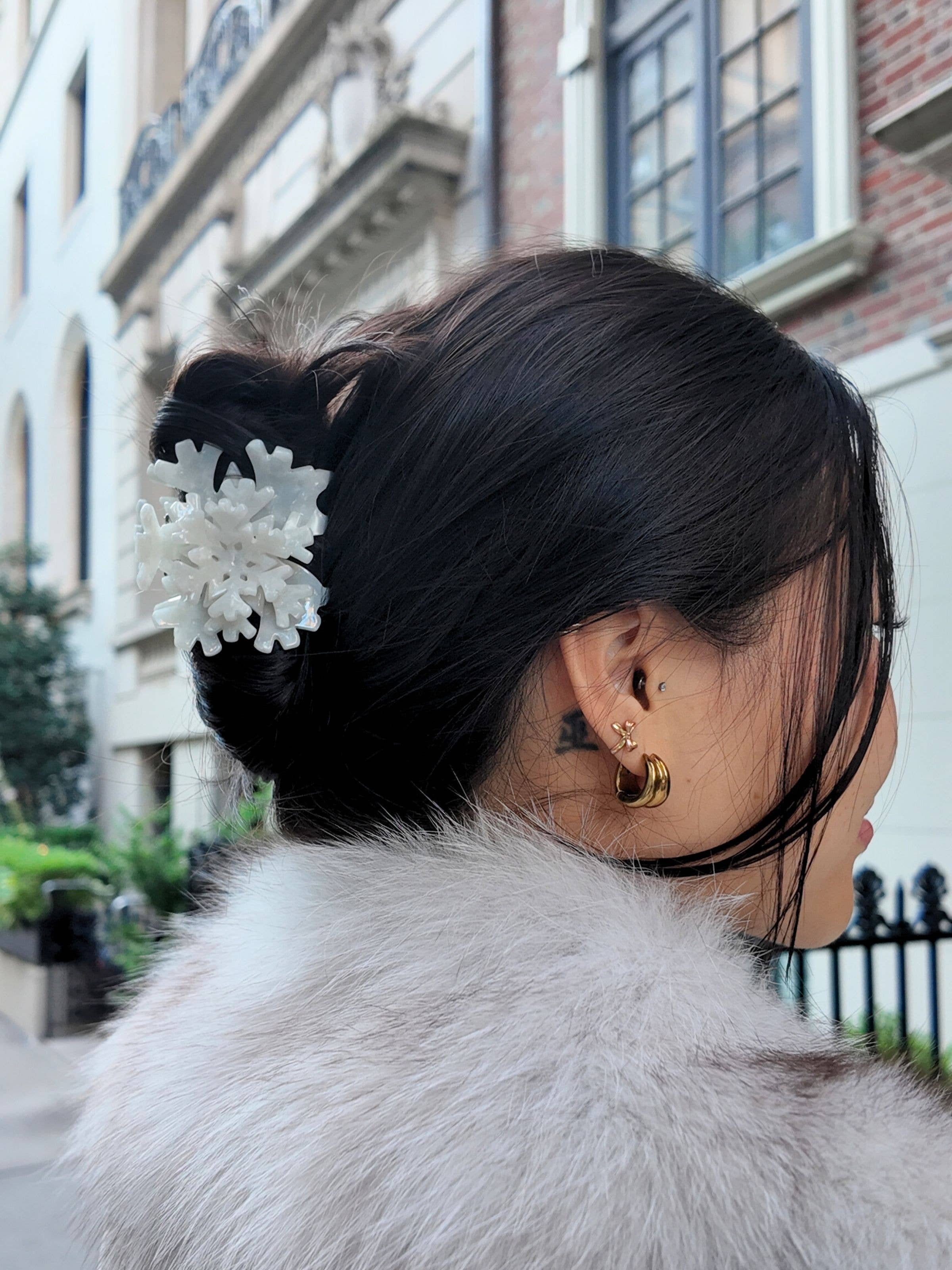 Solar Eclipse - Hand-painted Origami Snowflake Hair Claw Clip | Eco-Friendly