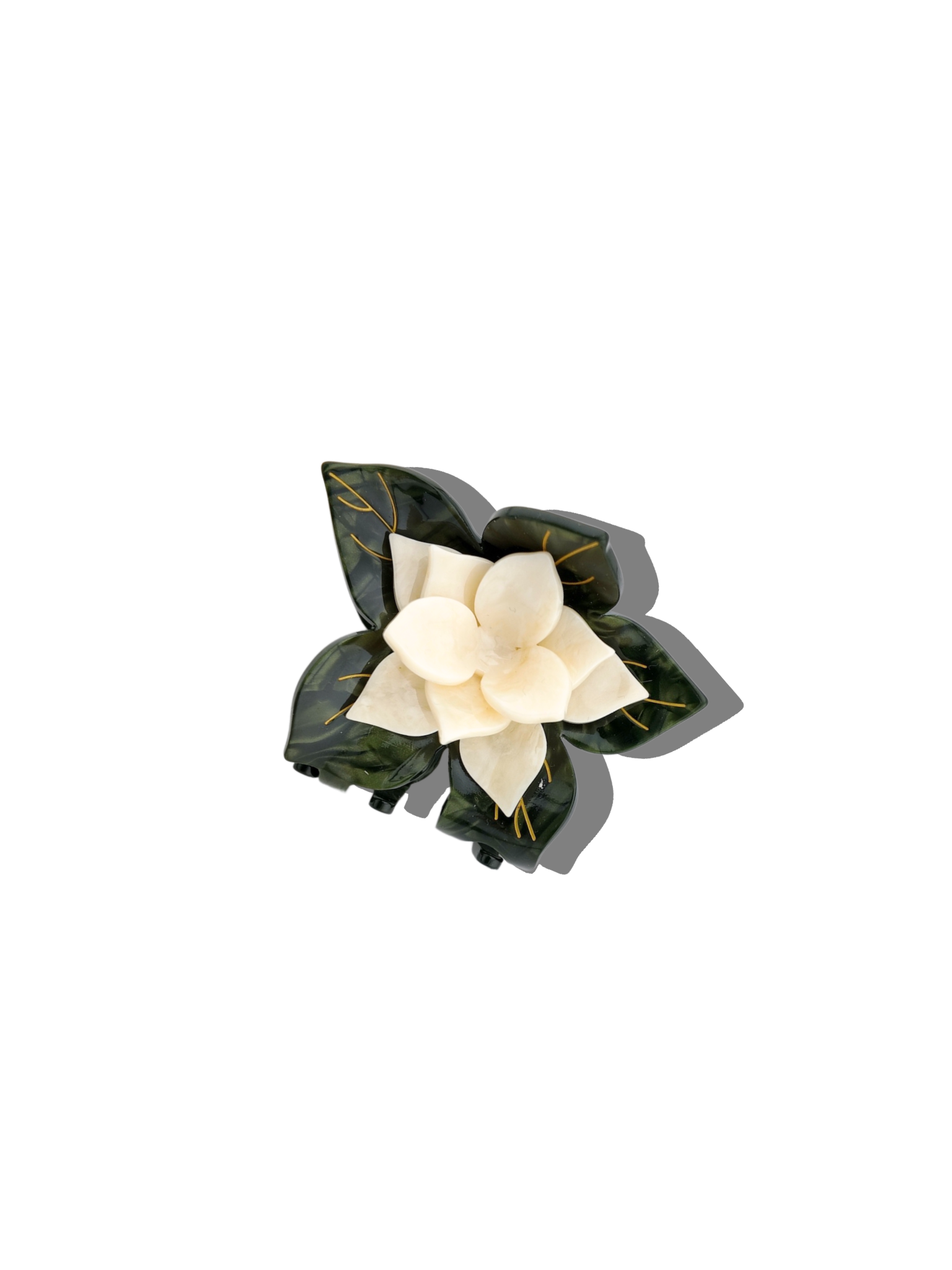 Solar Eclipse - Hand-painted Origami Magnolia Flower Hair Clip