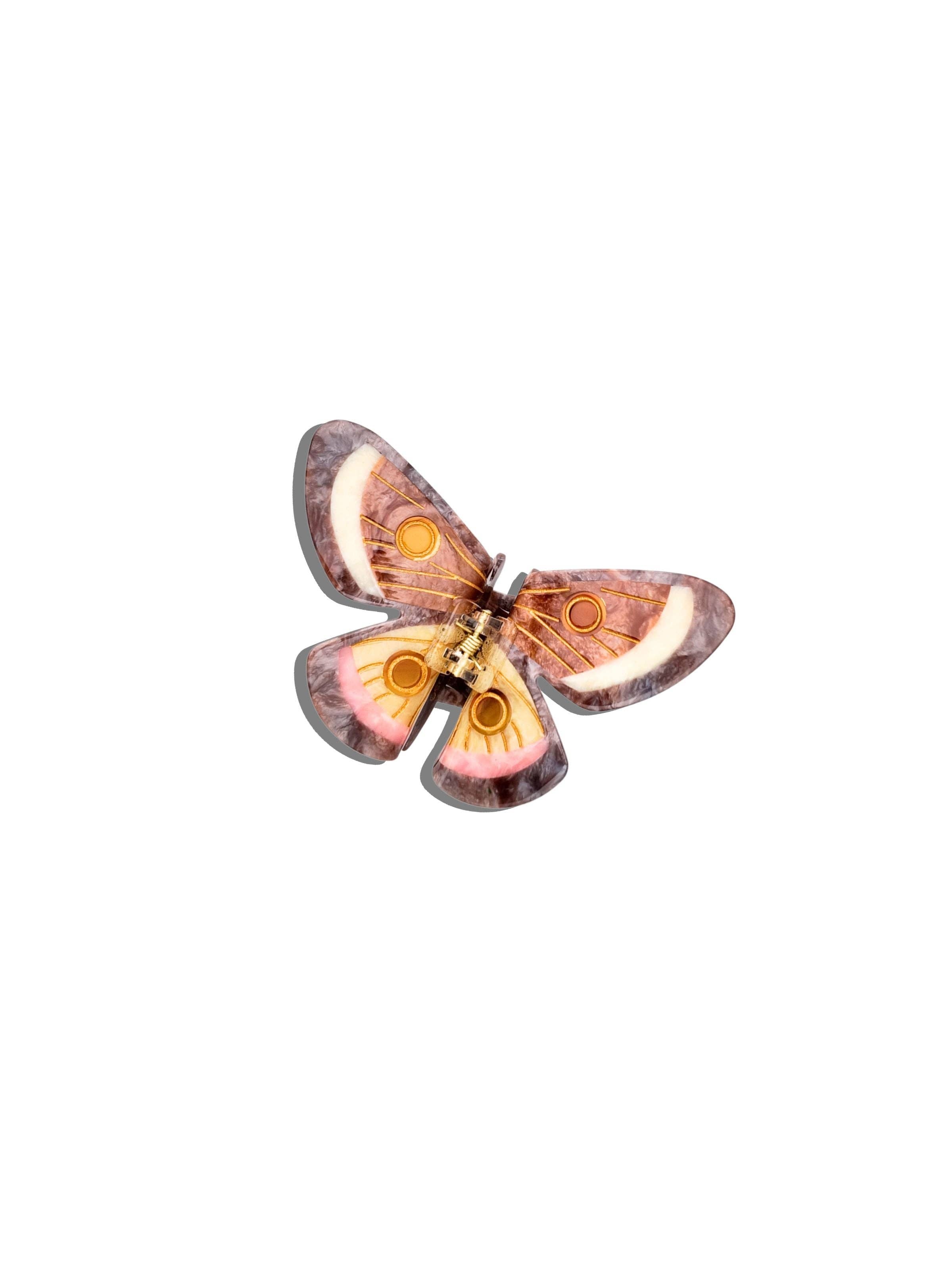Solar Eclipse - Hand-painted Emperor Silk Moth Claw Hair Clip | Eco-Friendly