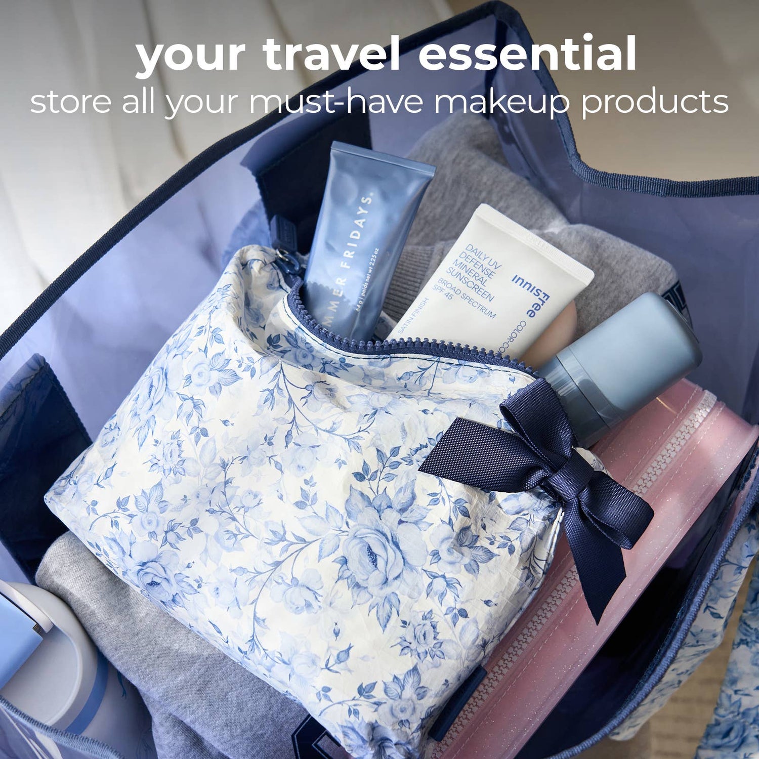 Case-Mate - Case-Mate Something Navy Bow Crinkle Makeup Bag