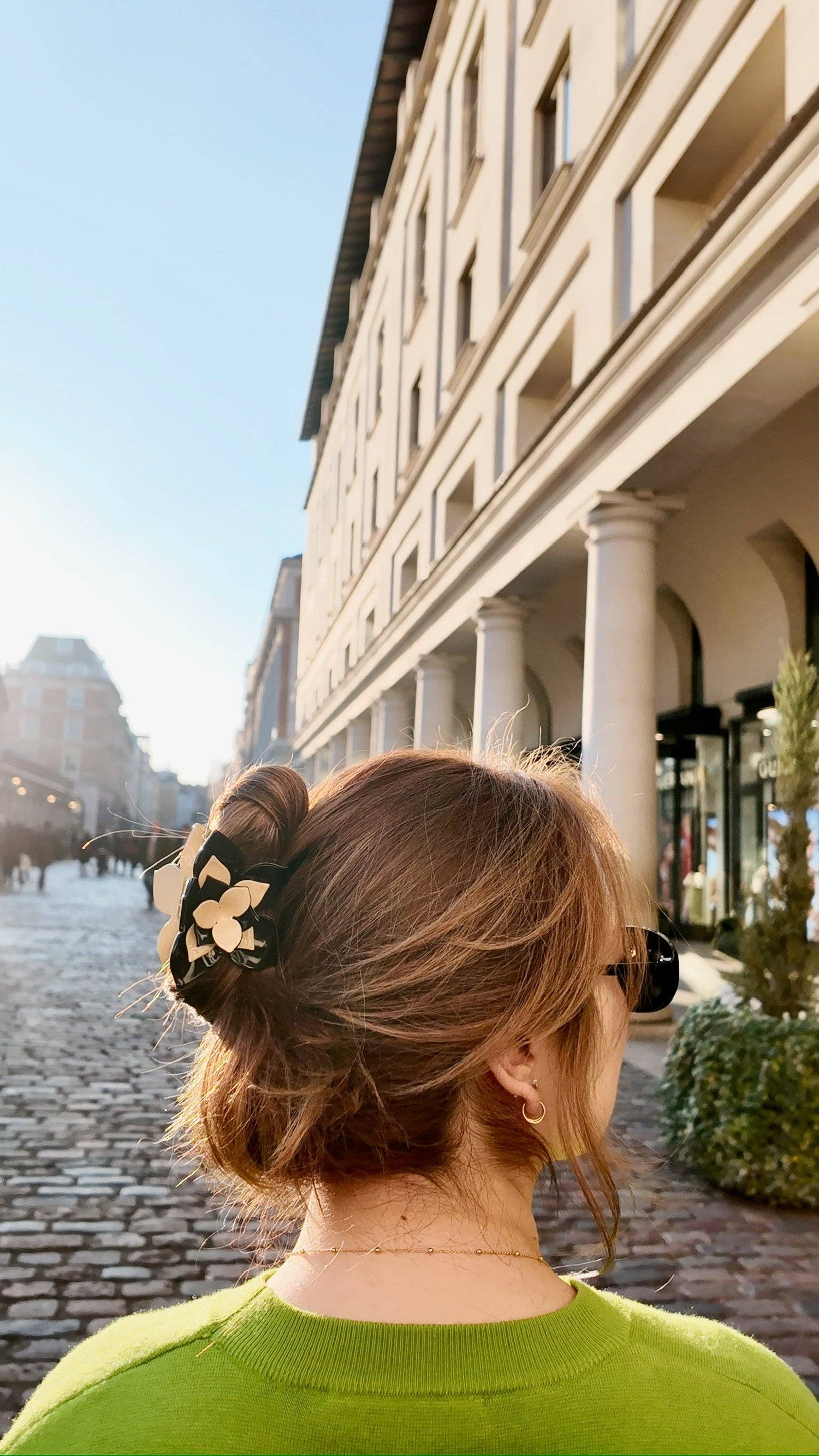 Solar Eclipse - Hand-painted Origami Magnolia Flower Hair Clip