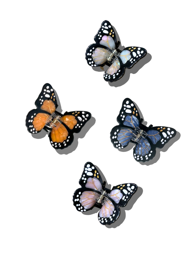 Solar Eclipse - Hand-painted Mini Monarch Butterfly Claw Hair Clip | Eco-Friendly