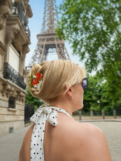Solar Eclipse - Hand-painted Orange Blossom Claw Hair Clip | Eco-Friendly