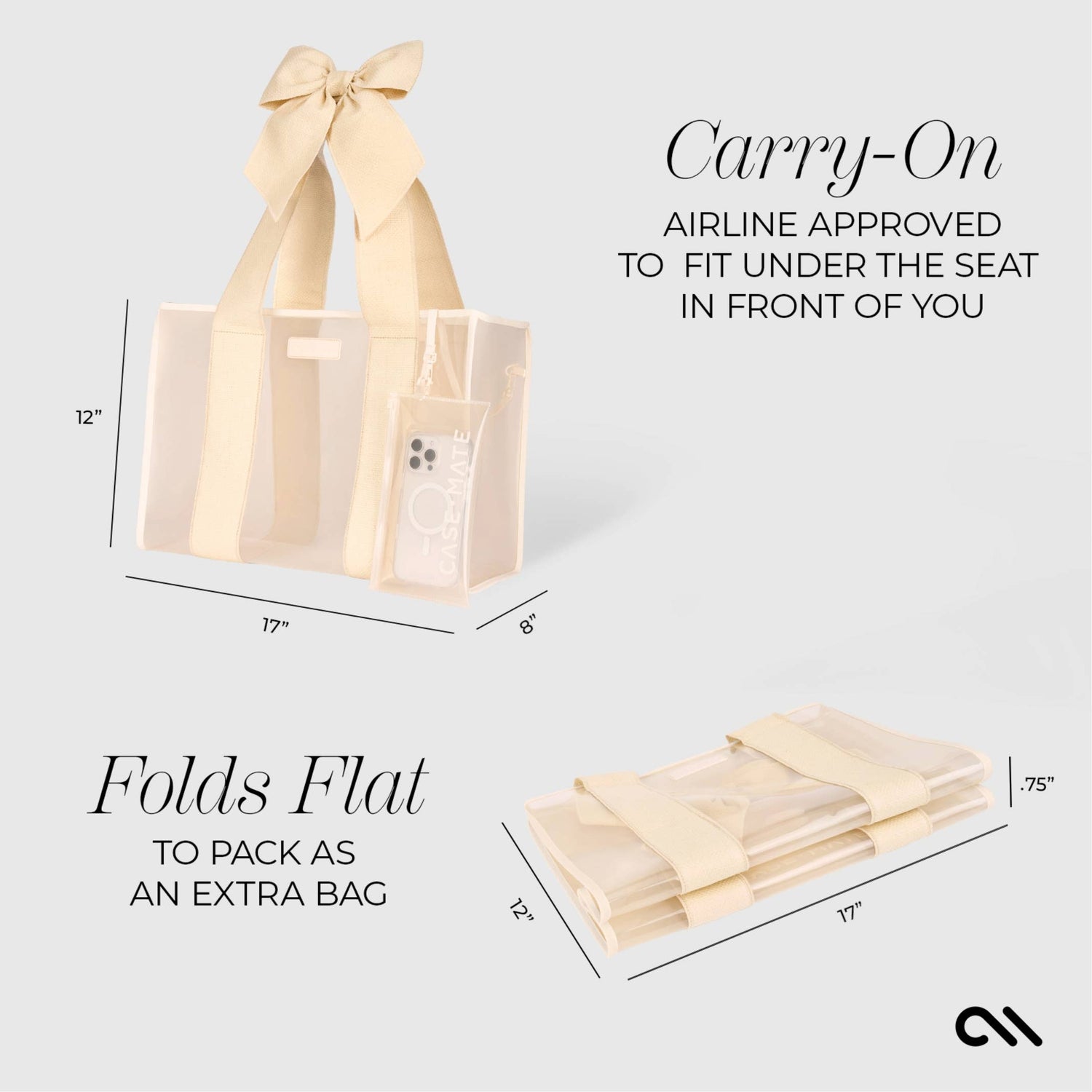 Case-Mate - Case-Mate Ecru Raffia Bow Jelly Tote Bag