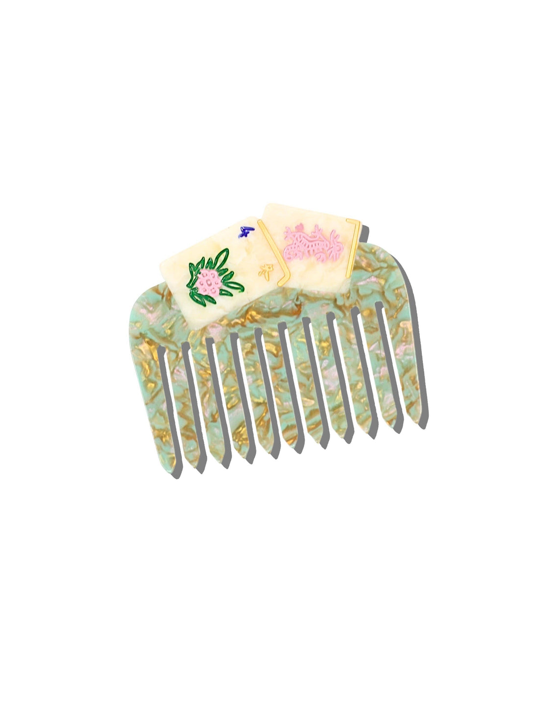 Solar Eclipse - Hand-painted Flower Mahjong Pocket Comb | Eco-Friendly