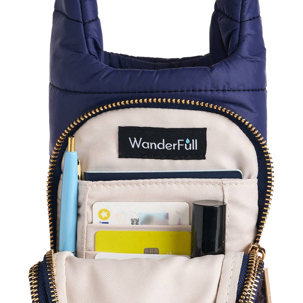 WanderFull - Original HydroBag - Navy Blue Matte HydroBag™ with Navy/Gold Strap