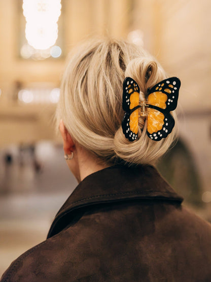 Solar Eclipse - Hand-painted Monarch Butterfly Claw Hair Clip | Eco-Friendly