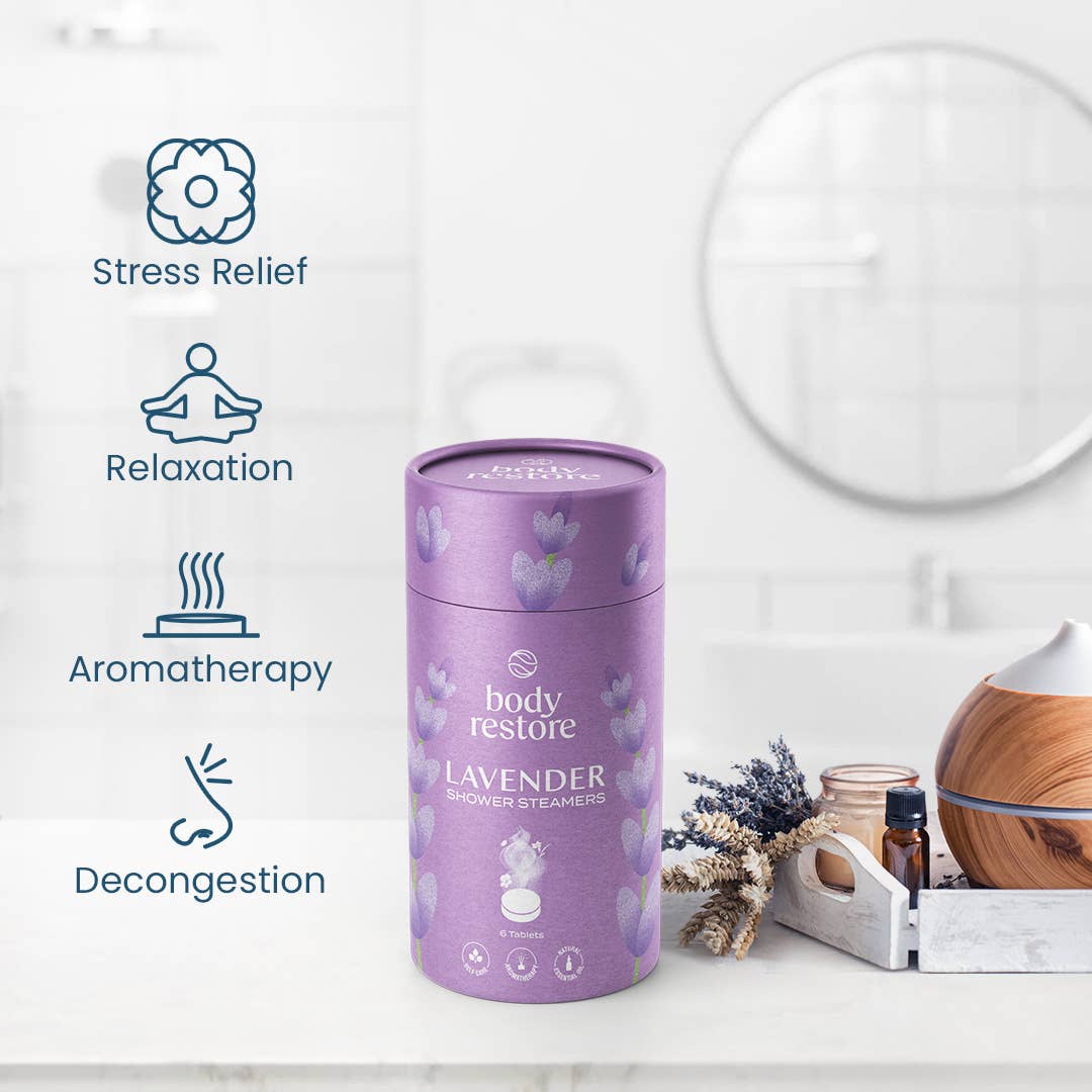 body restore⎜steam eye masks, shower steamers, tallow - Lavender Shower Steamers - 6pk Sleep, Relaxation Spa Gift