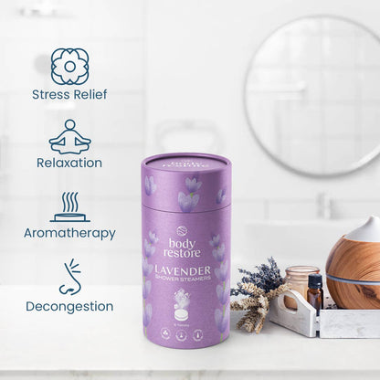body restore⎜steam eye masks, shower steamers, tallow - Lavender Shower Steamers - 6pk Sleep, Relaxation Spa Gift