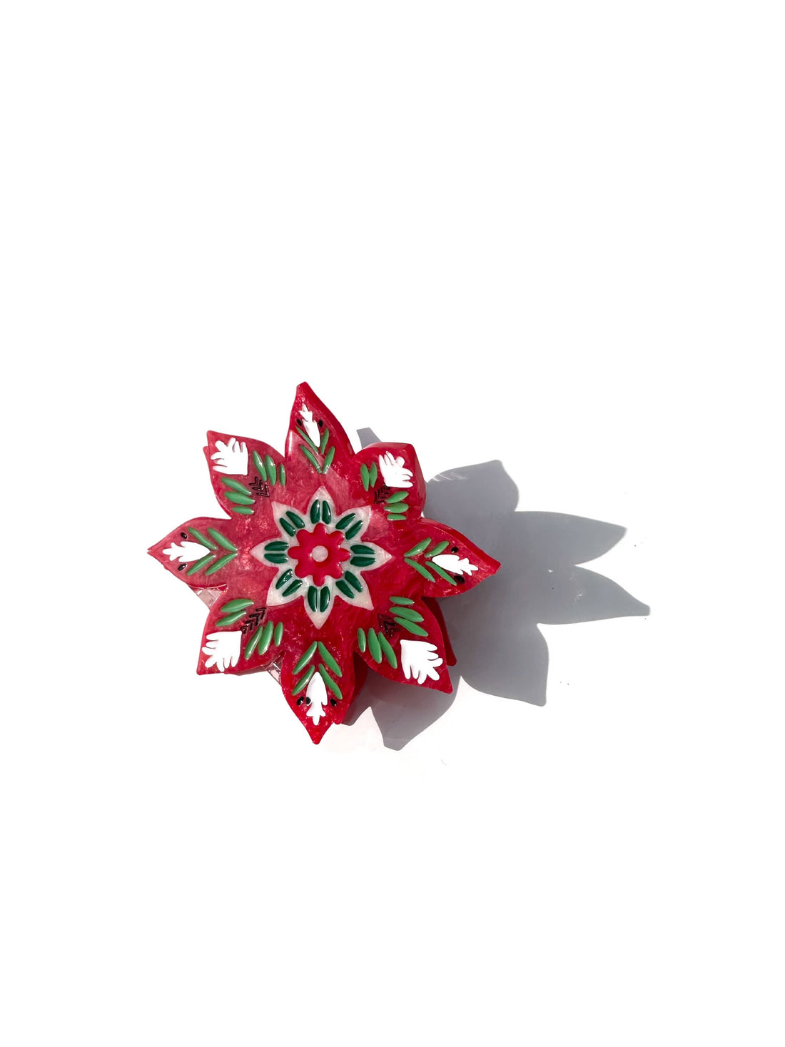 Solar Eclipse - Hand-painted Christmas Flower Hair Clip