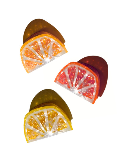 Solar Eclipse - Hand-painted Citrus Slice Claw Hair Clip | Eco-Friendly