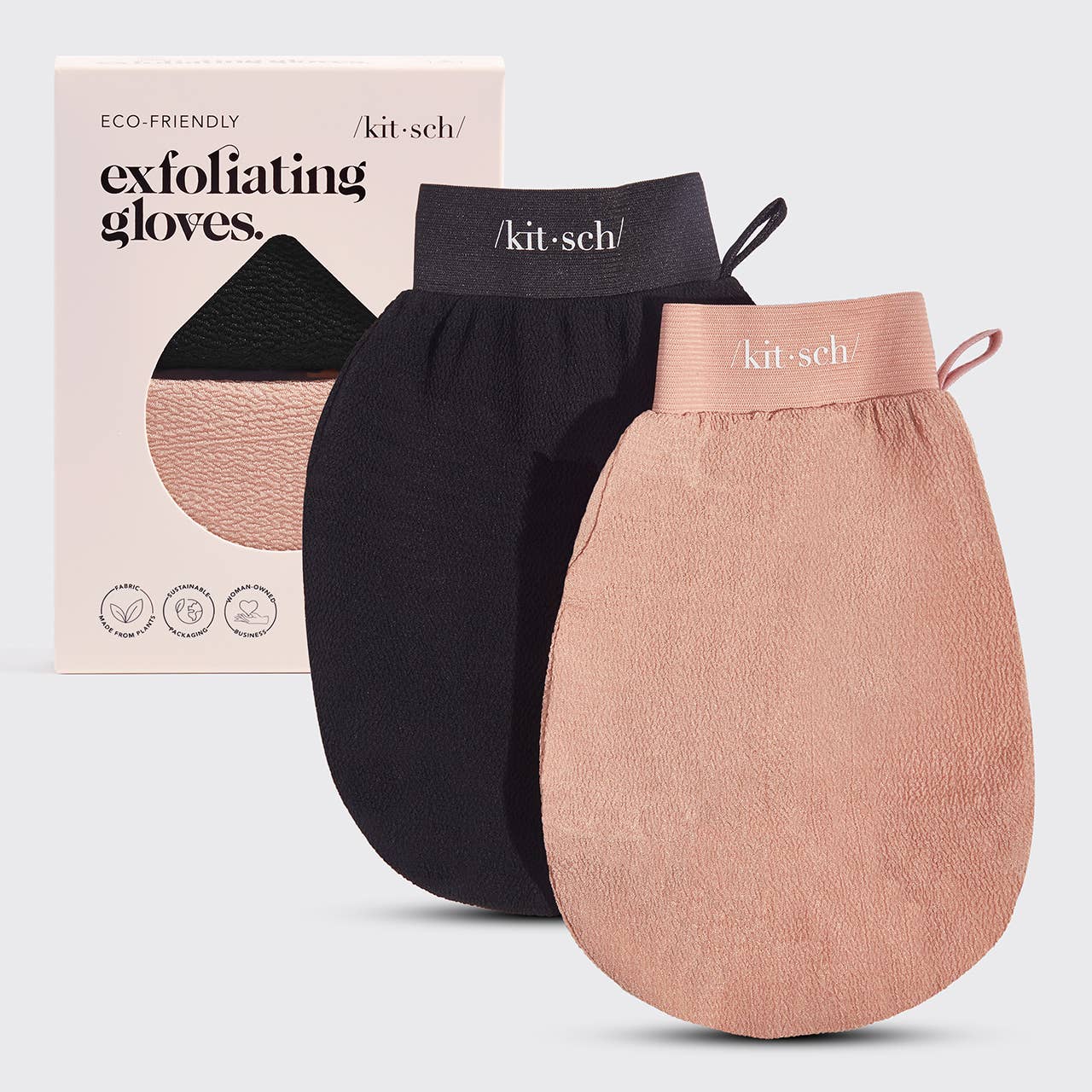 KITSCH - Exfoliating Gloves 2pc Set - Black &amp; Terracotta